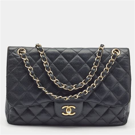 chanel black caviar ghw|Chanel Classic Double Flap Quilted Caviar Gold.